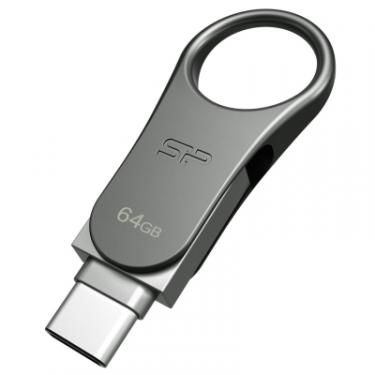 USB флеш накопитель Silicon Power 64GB Mobile C80 Silver USB 3.2 Фото 1