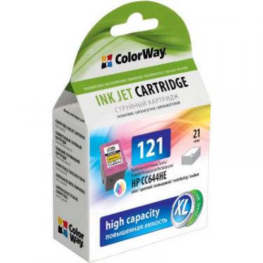 Картридж ColorWay HP №121XL color (CC644HE) ink level Фото
