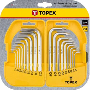 Набор инструментов Topex ключі шестигранні HEX и Torx, набір 18 шт.*1 уп. Фото 1