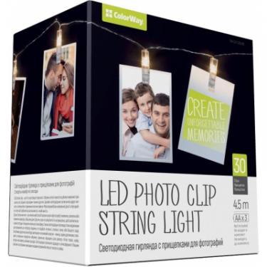 Гирлянда ColorWay 30 LED, 4.5м, з прищіпками Фото 1