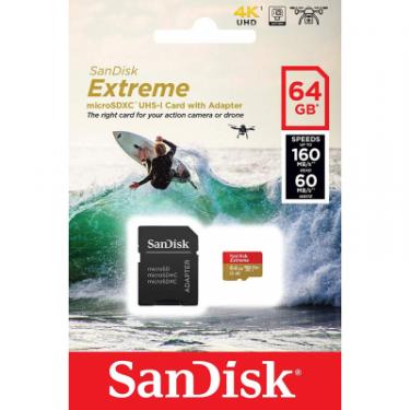 Карта памяти SanDisk 64GB microSD class 10 UHS-I U3 A2 EXTREME Фото 3