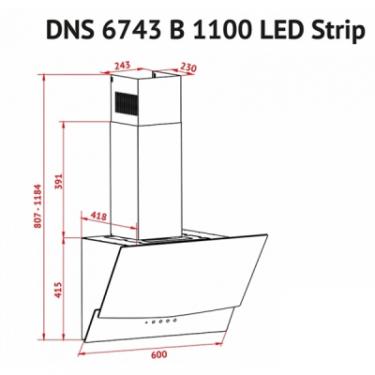 Вытяжка кухонная Perfelli DNS 6743 B 1100 WH LED Strip Фото 7