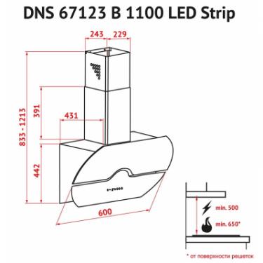 Вытяжка кухонная Perfelli DNS 67123 B 1100 BL LED Strip Фото 6