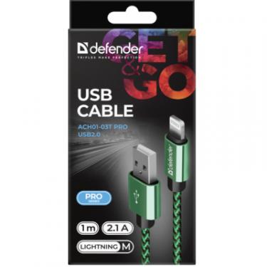 Дата кабель Defender USB 2.0 AM to Lightning 1.0m ACH01-03T 2.1A green Фото 2