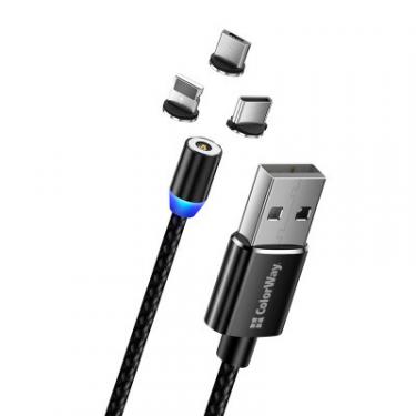Дата кабель ColorWay USB 3в1 (Lightning+MicroUSB+Type-C) Magnet only ch Фото 3