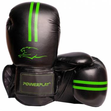 Боксерские перчатки PowerPlay 3016 16oz Black/Green Фото