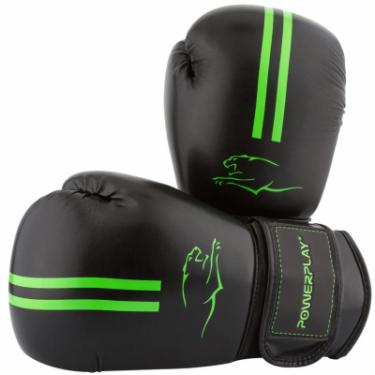 Боксерские перчатки PowerPlay 3016 16oz Black/Green Фото 4
