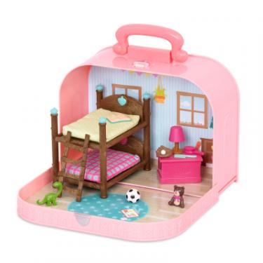 Игровой набор Li'l Woodzeez Кейс розовый, Двухэтажная кровать с аксессуарами Фото