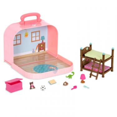 Игровой набор Li'l Woodzeez Кейс розовый, Двухэтажная кровать с аксессуарами Фото 1
