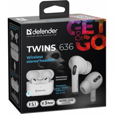 Наушники Defender Twins 636 TWS Pro Bluetooth White Фото 7