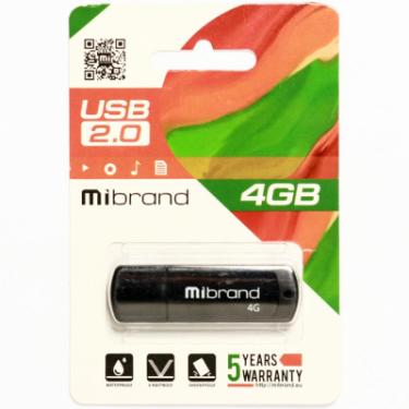 USB флеш накопитель Mibrand 4GB Grizzly Black USB 2.0 Фото 1
