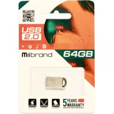 USB флеш накопитель Mibrand 64GB lynx Silver USB 2.0 Фото 1