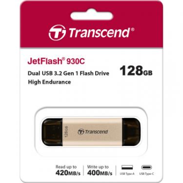 USB флеш накопитель Transcend 128GB JetFlash 930 Gold-Black USB 3.2/Type-C Фото 7