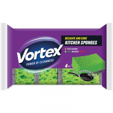 Губки кухонные Vortex для деликатных поверхностей 4 шт. Фото