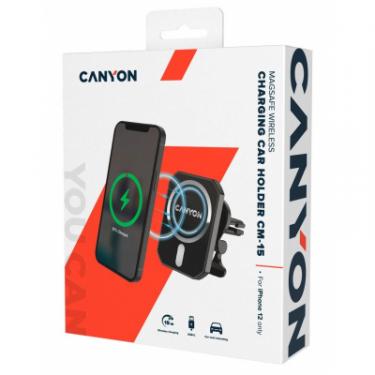Универсальный автодержатель Canyon Magnetic car holder and wireless charger, C-15-01, Фото 3