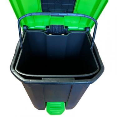 Контейнер для мусора Planet Household з педаллю чорний із зеленим 50 л Фото 4