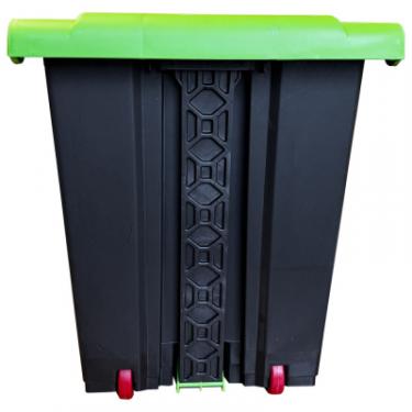 Контейнер для мусора Planet Household з педаллю чорний із зеленим 50 л Фото 5