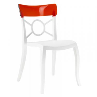 Кухонный стул PAPATYA o-pera-s, сидіння біле, верх прозоро-темно-червони Фото