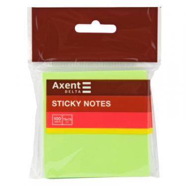 Бумага для заметок Axent 75x75мм, 100 аркушів зелений Фото 1