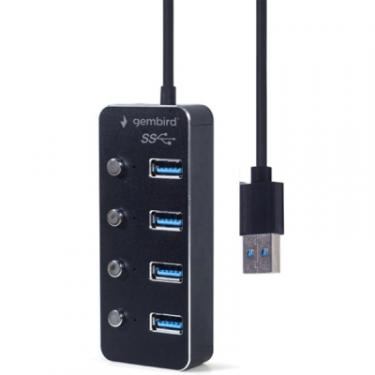 Концентратор Gembird USB 3.0 4 ports switch black Фото 3