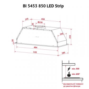 Вытяжка кухонная Perfelli BI 5453 I 850 LED Strip Фото 11