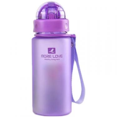 Бутылка для воды Casno 400 мл MX-5028 More Love Фіолетова з соломинкою Фото