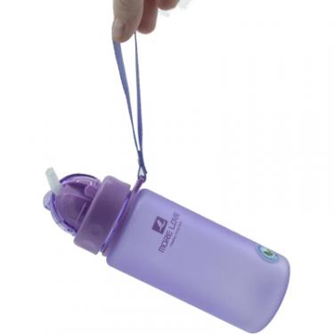 Бутылка для воды Casno 400 мл MX-5028 More Love Фіолетова з соломинкою Фото 1