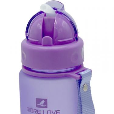 Бутылка для воды Casno 400 мл MX-5028 More Love Фіолетова з соломинкою Фото 2