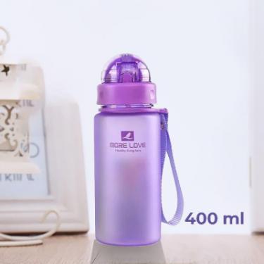 Бутылка для воды Casno 400 мл MX-5028 More Love Фіолетова з соломинкою Фото 4