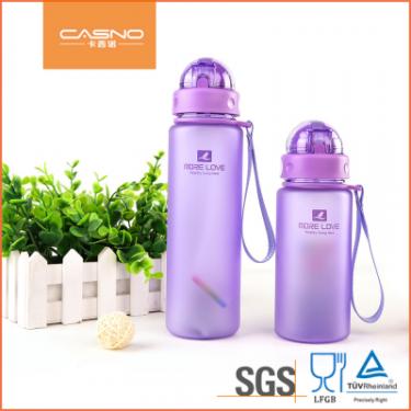 Бутылка для воды Casno 400 мл MX-5028 More Love Фіолетова з соломинкою Фото 5