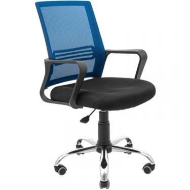 Офисное кресло Richman Джина Хром Піастра Сітка чорна + синя Фото