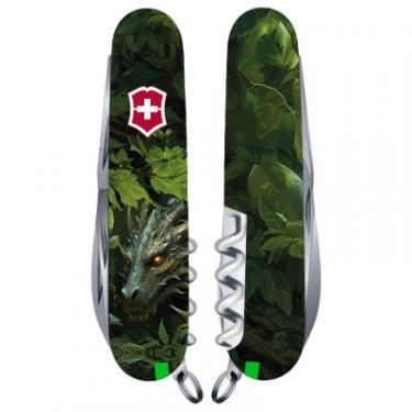Нож Victorinox Huntsman Zodiac 91 мм Зелений дерев'яний дракон Фото