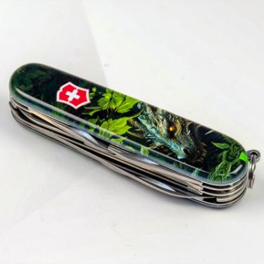 Нож Victorinox Huntsman Zodiac 91 мм Зелений дерев'яний дракон Фото 1