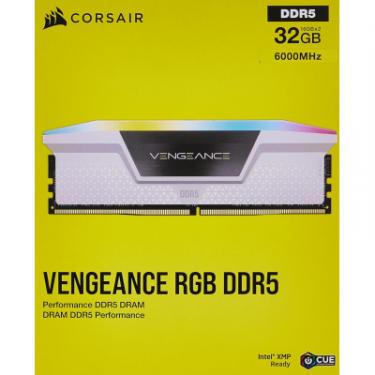 Модуль памяти для компьютера Corsair DDR5 32GB (2x16GB) 6000 MHz Vengeance RGB White Фото 3