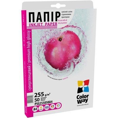 Фотобумага ColorWay A4 255г superglossy, 50c Фото
