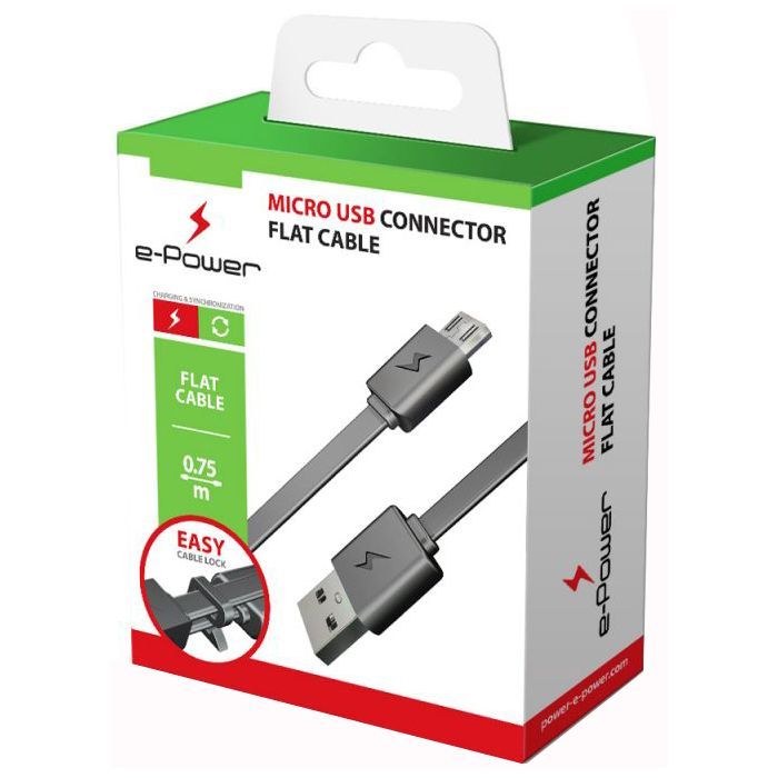 Дата кабель E-power USB 2.0 AM to Micro 5P 0.75m Фото