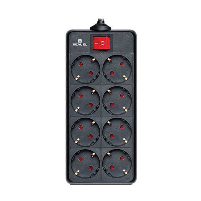 Сетевой фильтр питания REAL-EL REAL-EL RS-8 PROTECT, 1.8m, black Фото