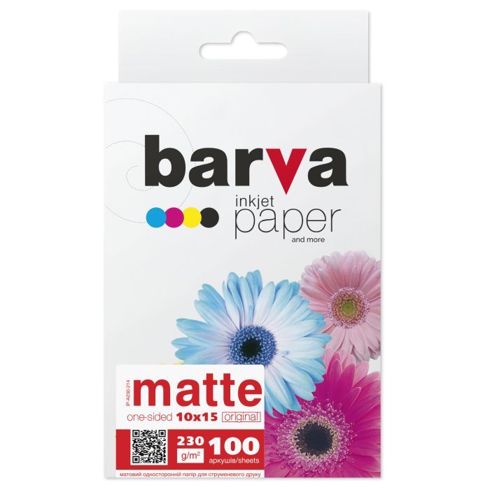 Фотобумага Barva 10x15, 230 g/m2, matt, 100арк Фото