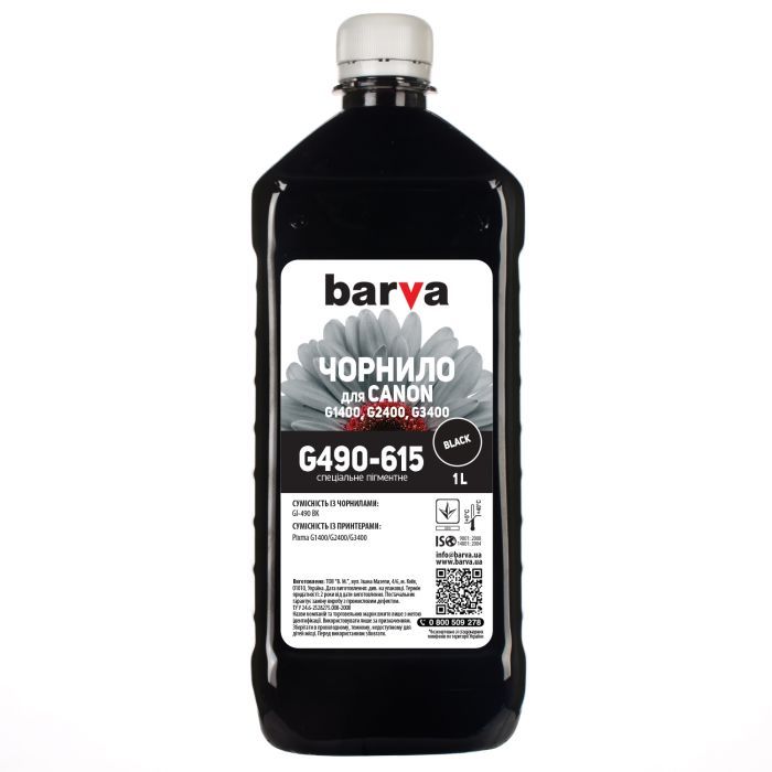 Чернила Barva CANON GI-490 1л BLACK pigmented Фото