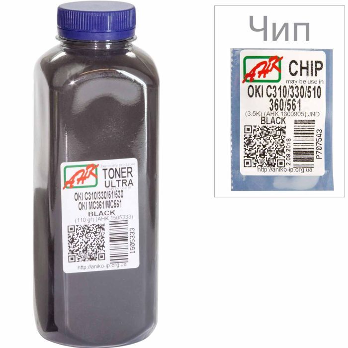 Тонер AHK OKI C310/330/510, 110г Black+chip Фото