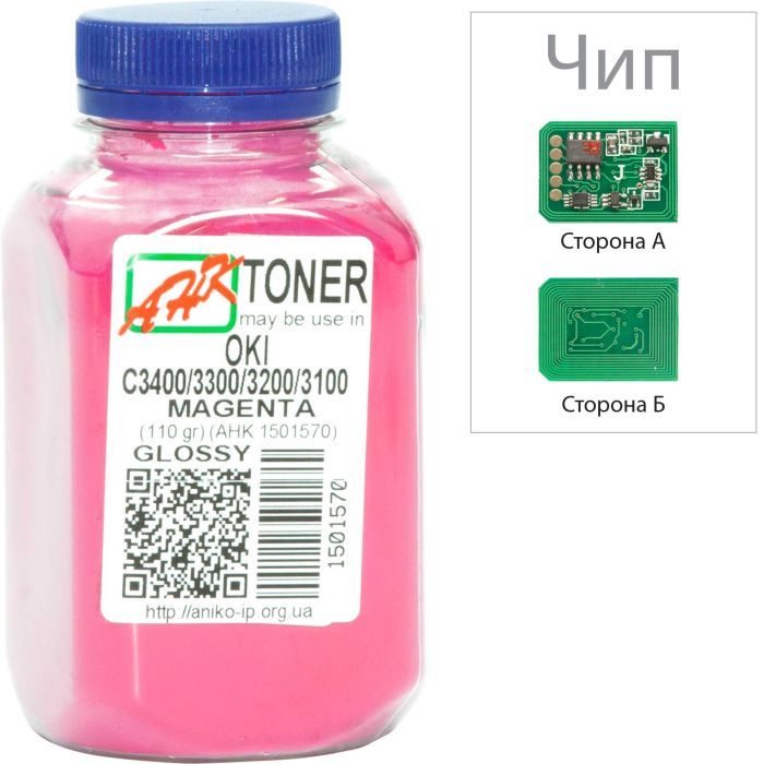 Тонер AHK OKI C3400/3300, 110г Magenta+chip Фото