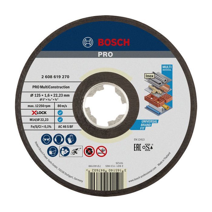 Круг отрезной Bosch X-LOCK Multi Material, 125x1.6x22.2мм Фото