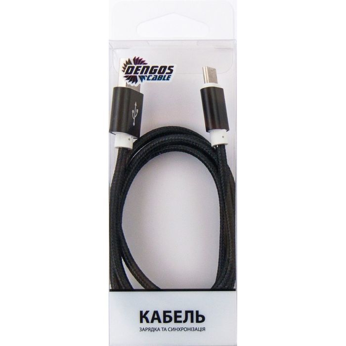 Дата кабель Dengos USB 2.0 AM to USB-C 1.0m black Фото