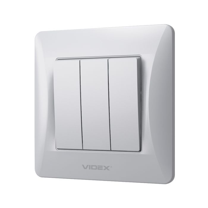Выключатель Videx BINERA 3кл серебряный шёлк Фото