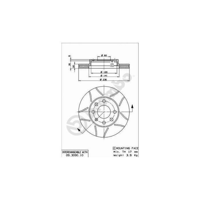Тормозной диск Brembo 09.3090.75 Фото