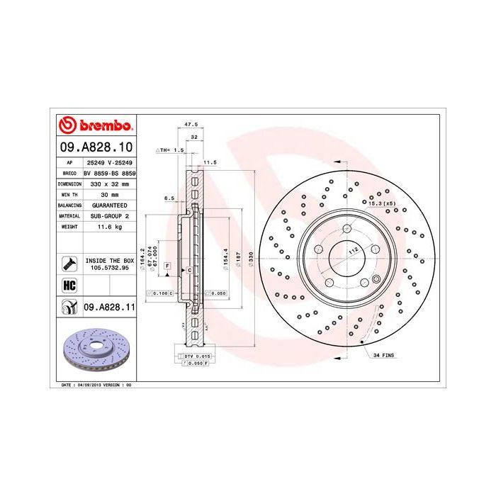 Тормозной диск Brembo 09.A828.11 Фото