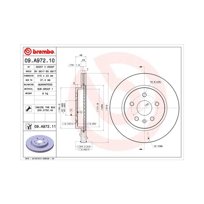 Тормозной диск Brembo 09.A972.11 Фото