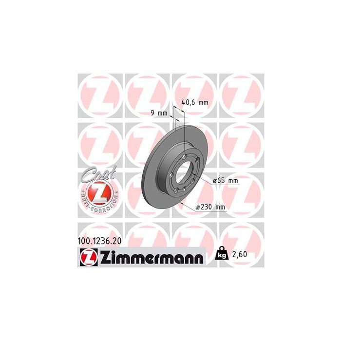 Тормозной диск ZIMMERMANN 100.1236.20 Фото