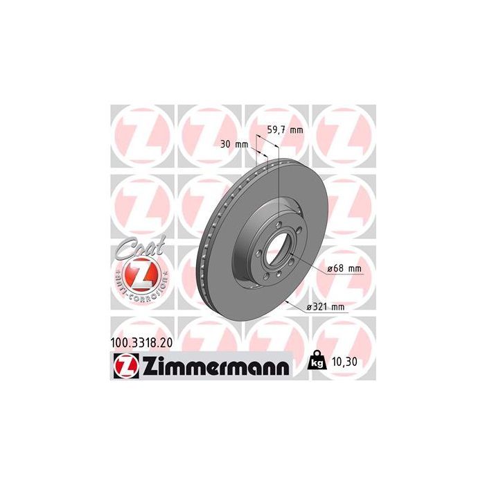Тормозной диск ZIMMERMANN 100.3318.20 Фото