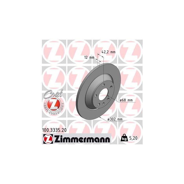 Тормозной диск ZIMMERMANN 100.3335.20 Фото